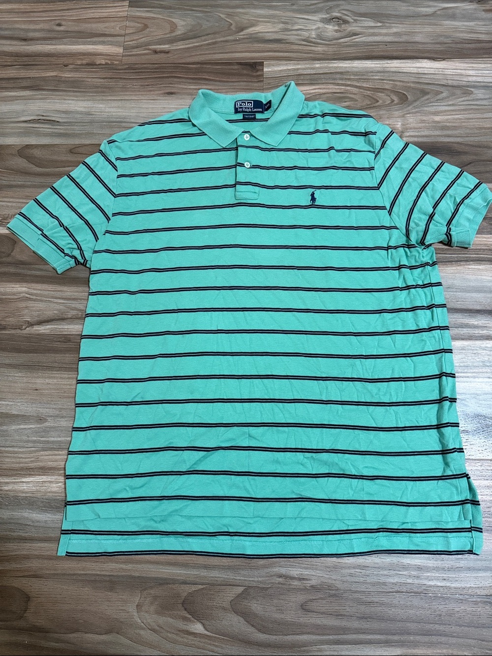 Polo Ralph Lauren Soft Touch Cotton Men’s XXL Polo Green Striped Vtg 90s Preppy
